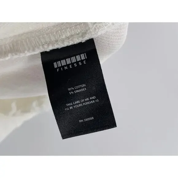 FINESSE Women's White V Frayed Cinched Waist Pull-On Flare Pants SZ XS - Picture 11 of 12